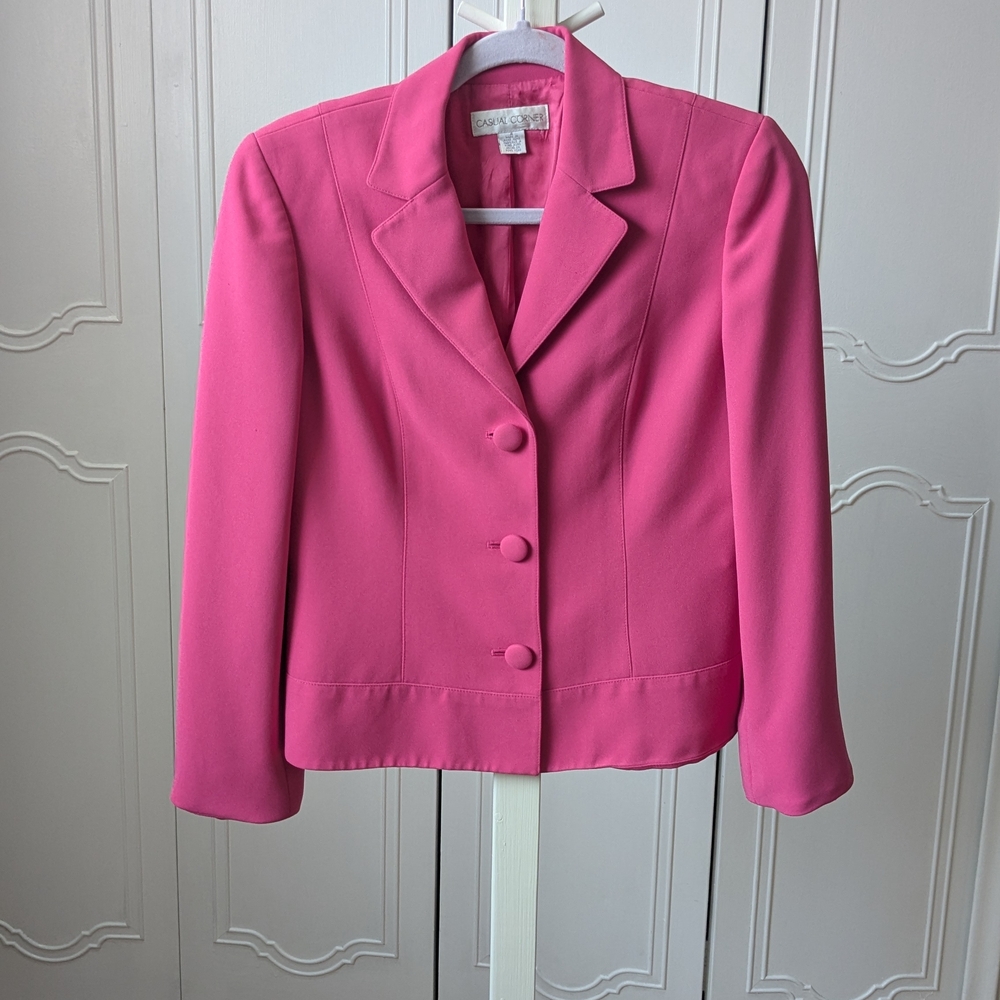 Casual Corner Pink Blazer Tailored Fit Wool Blend